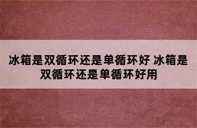 冰箱是双循环还是单循环好 冰箱是双循环还是单循环好用